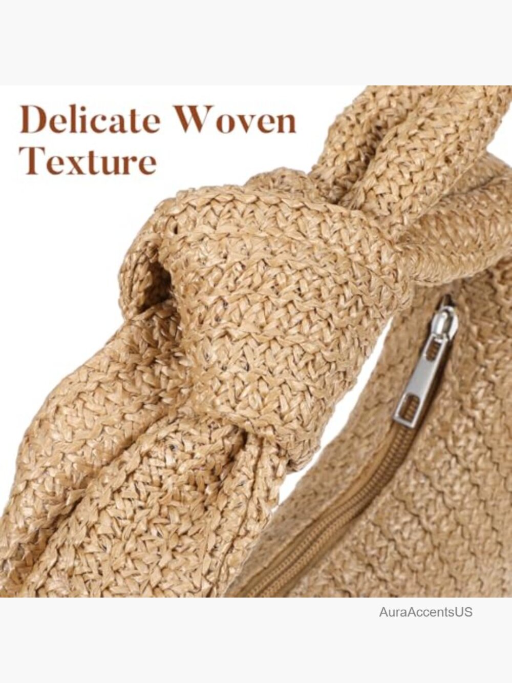 Woven Straw Inspired Tote Bag with Bow Top Handle Summer Clutch Purse Handbag - Picture 7 of 7